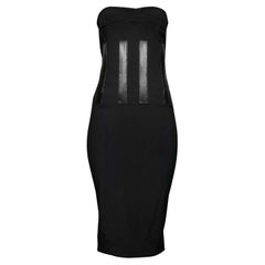 Gucci By Tom Ford Black Strapless Corset Dress With Leather Trim 2001