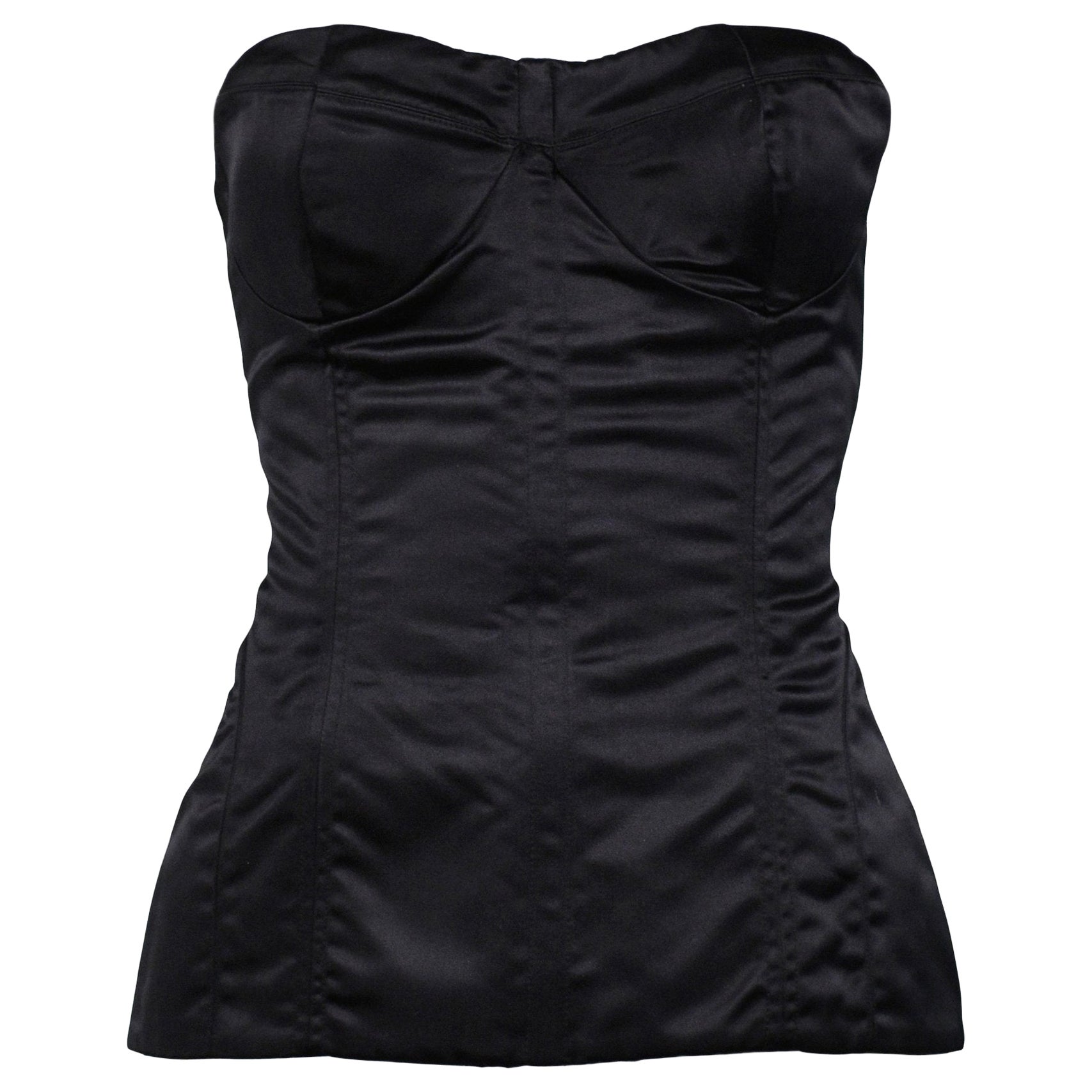 Gucci By Tom Ford Black Satin Corset Bustier Top 2001