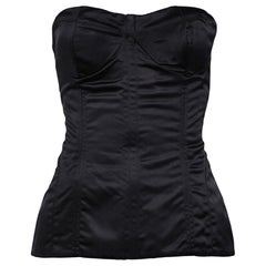 Gucci By Tom Ford Black Satin Corset Bustier Top 2001