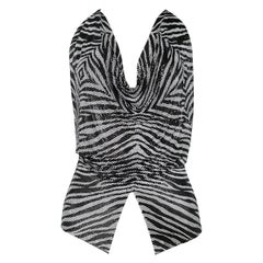 Ferrara Zebra Chainmail Metal  Disco Halter Top With Cut Out