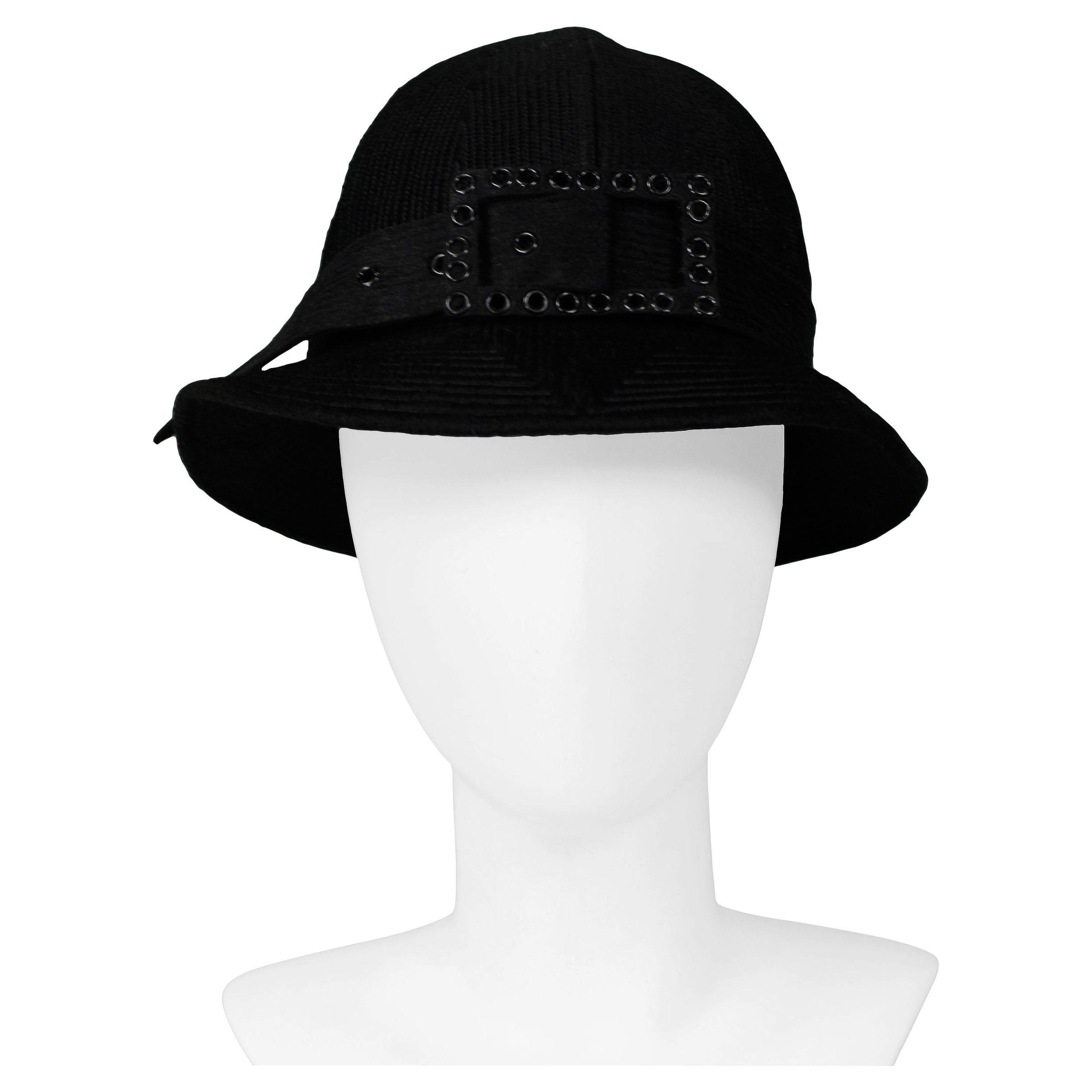 James Galanos Fancy Black Buckle Hat For Sale