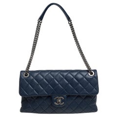 Chanel Navy Blue Quilted Leather 31 Rue Cambon Flap Bag