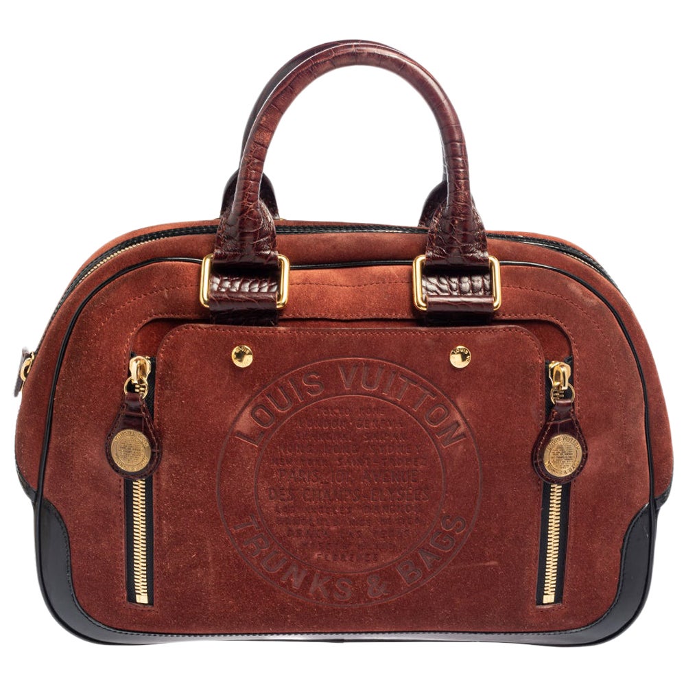 Louis Vuitton Havane Suede Limited Edition Stamped Trunk GM Bag
