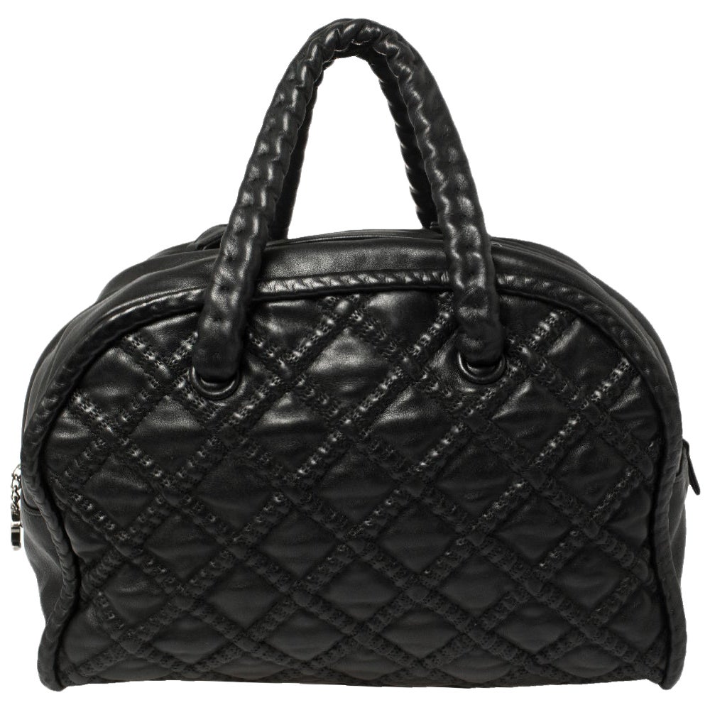 Chanel Black Quilted Soft Leather Hidden Chain Bowler Bag