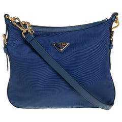 Prada Royal Blue Nylon and Leather Crossbody Bag