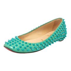 Christian Louboutin Green Patent Leather Spikes Ballet Flats Size 36.5