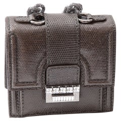 Valentino vintage mini crystal embellished lizard chain wristlet clutch bag