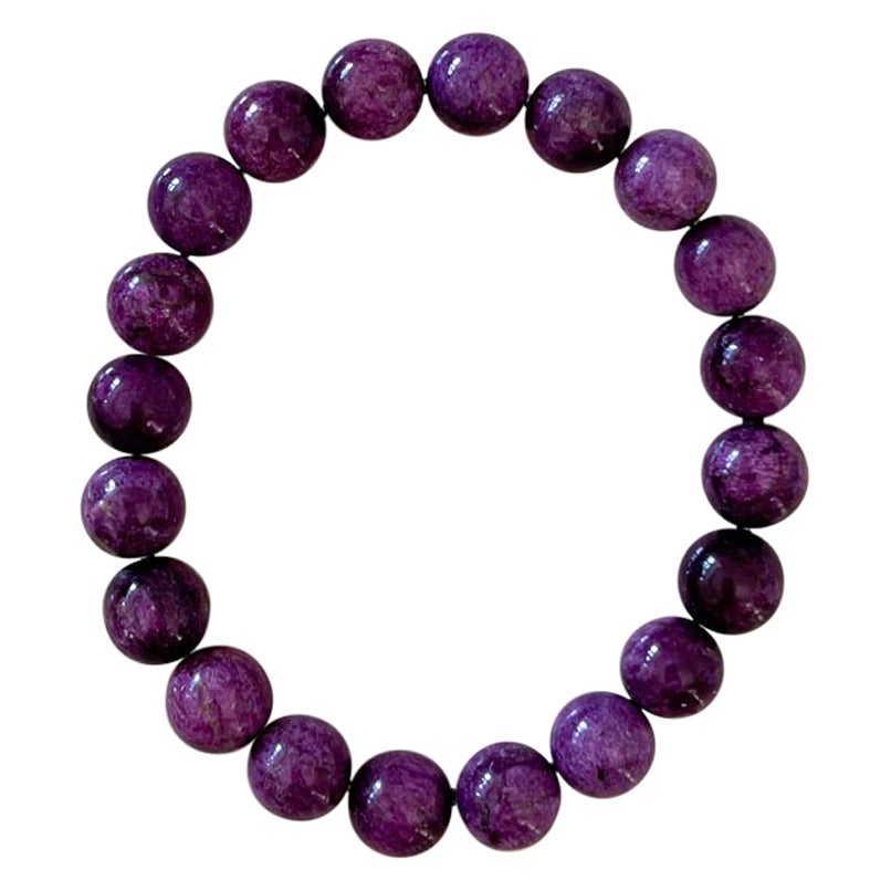 Purple Australian Stichtite 10mm Round Stretch Bracelet For Sale