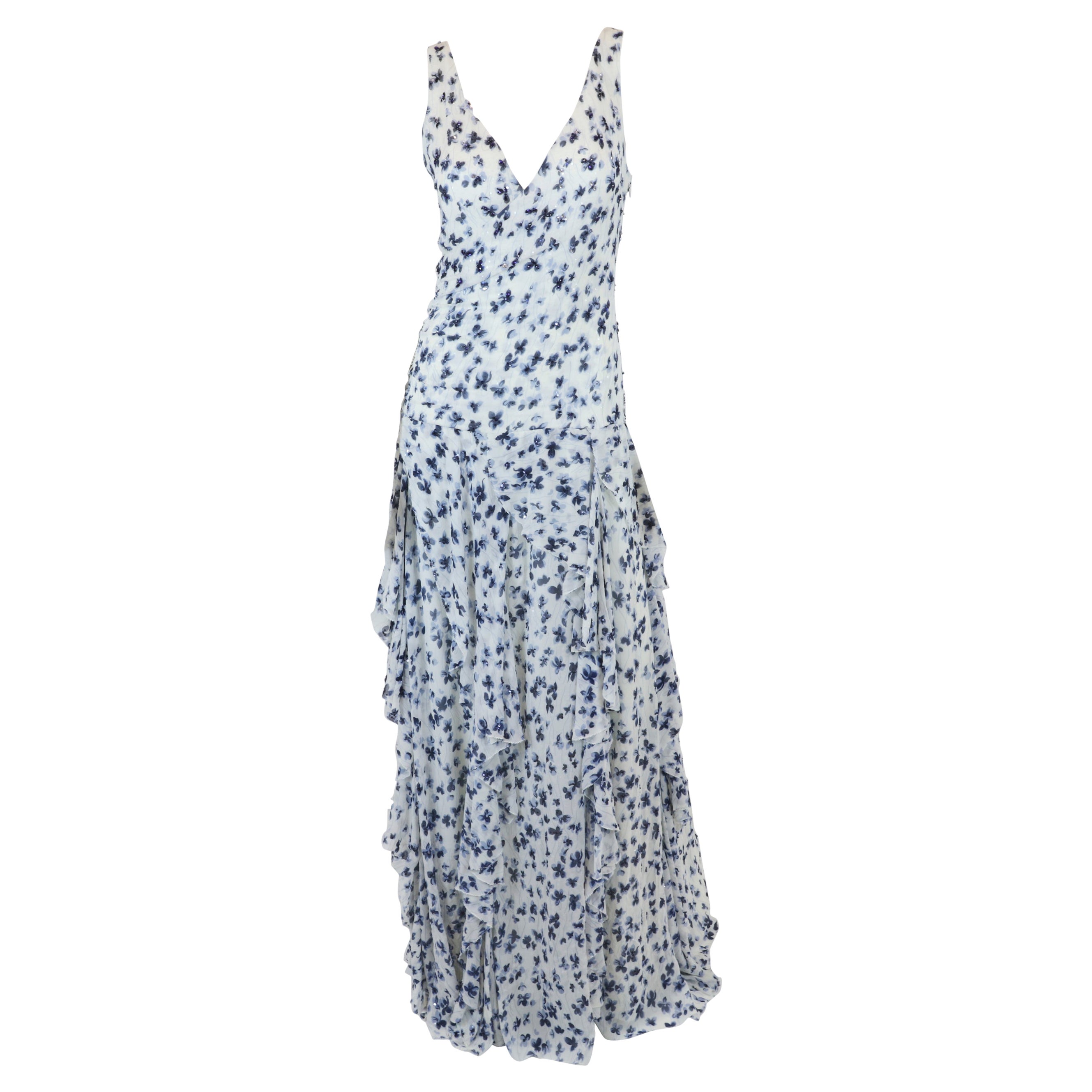 Women's Ralph Lauren Collection Blue & White Dress