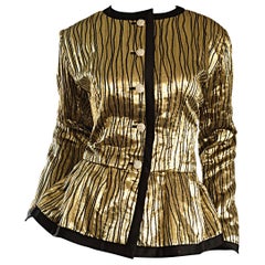 Vintage Yves Saint Laurent YSL Rive Gauche Gold + Black Beautiful Silk Jacket