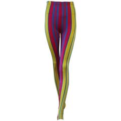 Rare Gianni Versace Rainbow Striped Leggings Spring 1993