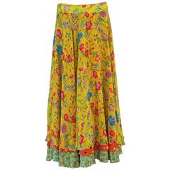Iconic Gianni Versace Floral Printed Silk Chiffon Maxi Skirt Spring 1993