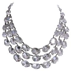 Vintage Dramatic Art Deco Crystal Bib Necklace