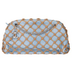 Chanel Blue Perforated Quilted Fabric Medium Classic Single Flap Bag at  1stDibs