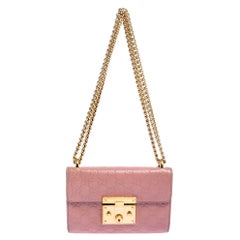 Gucci Pink Guccissima Leather Small Padlock Shoulder Bag