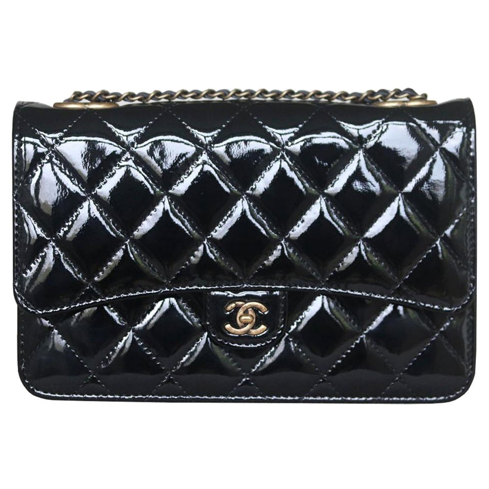 Chanel Quilted Patent Leather Wallet On Chain Crossbody Bag