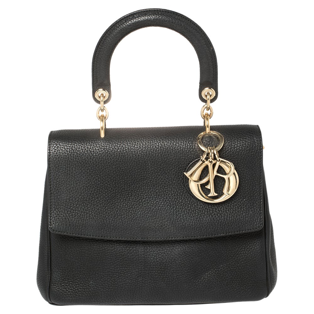 Dior Black Leather Small Be Dior Flap Top Handle Bag at 1stDibs be