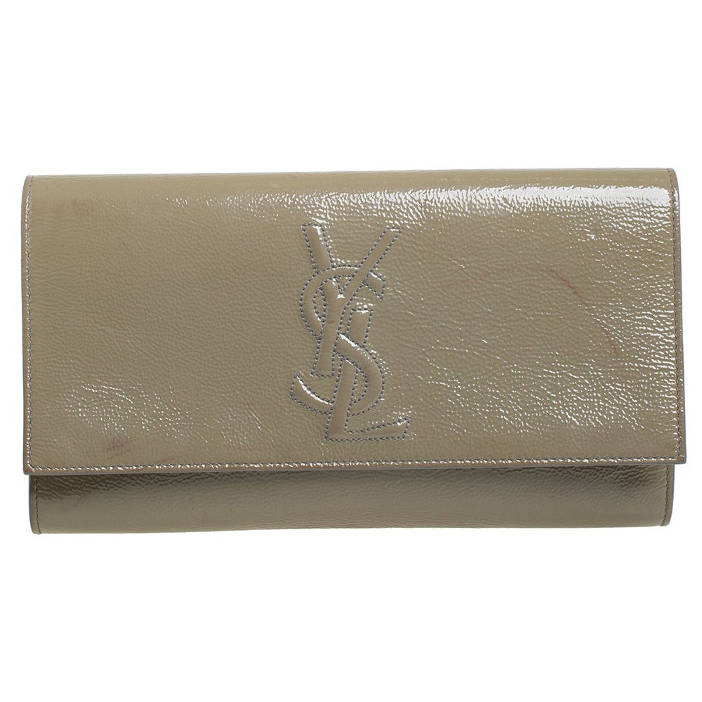 Yves Saint Laurent Beige Patent Leather Belle De Jour Flap Clutch