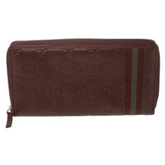 Gucci Brown Guccissima Leather Zip Around Wallet