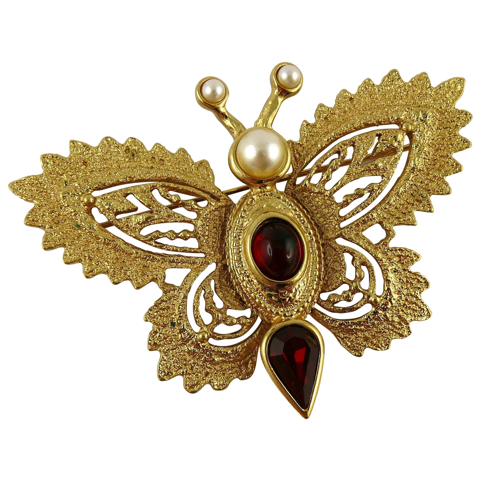 Yves Saint Laurent YSL Vintage Jewelled Butterfly Brooch For Sale