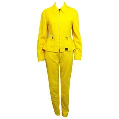 Early 1990's Versace Jeans Couture Yellow Two-Piece Suit