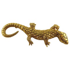 Christian Dior Boutique Vintage Gold Toned Lizard Brooch