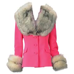 Retro 1960s Lilli Ann Pink Jacket with Fox Fur