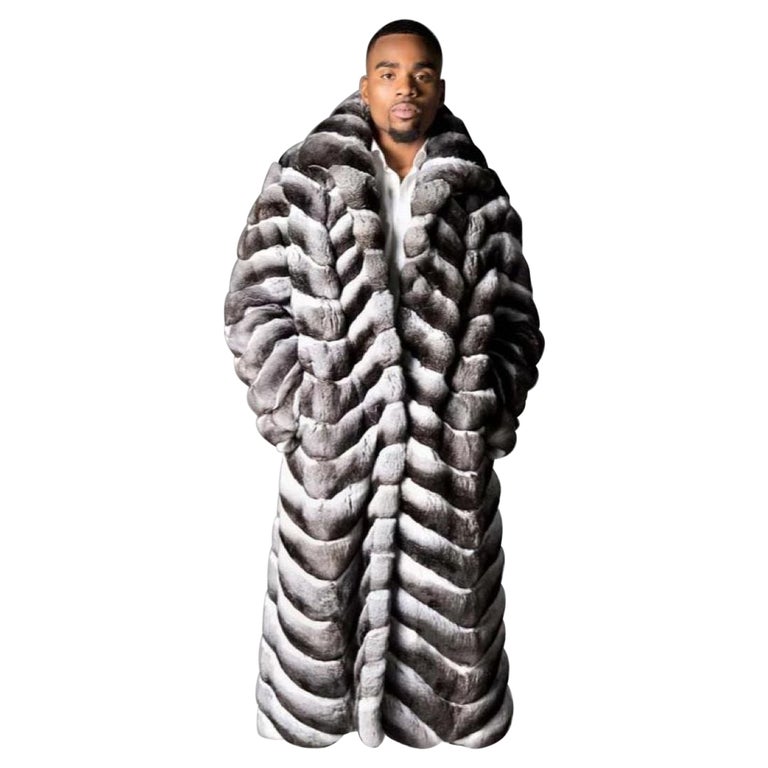 Brand new chinchilla men's fur coat size L For Sale at 1stDibs