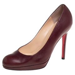 Christian Louboutin Burgundy Leather New Simple Pumps Size 38