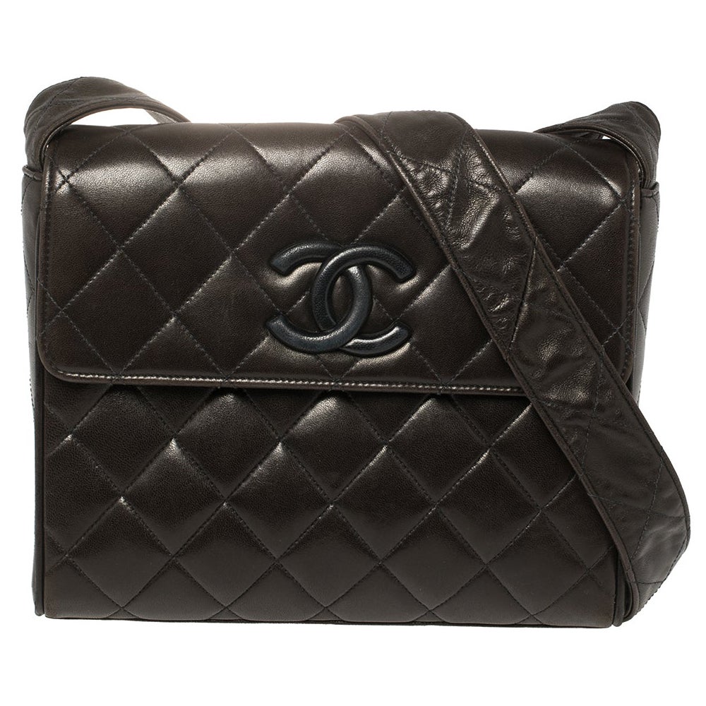 Chanel Brown Quilted Leather Messenger Bag