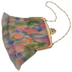 1930s Whiting and Davis Art Deco Painted Mesh Purse 11