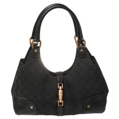 Gucci Black GG Canvas and Leather Jackie Hobo