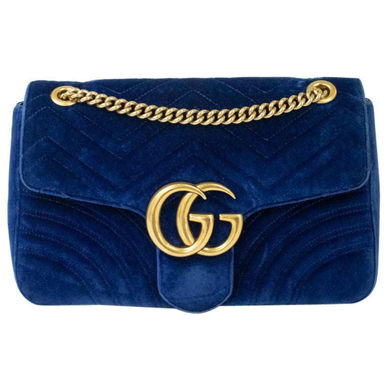Gucci, Marmont in blue velvet at 1stDibs