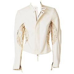 Retro Jean Paul Gautier Leather Jacket With lace Detail