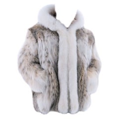 Brand new men's lynx fur coat with fox fur trim size L