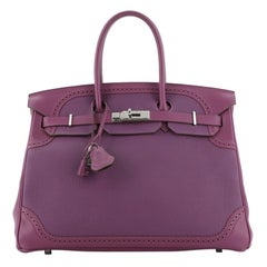 Hermes Birkin Ghillies Handbag Anemone Togo and Swift with Palladium Hardware 35