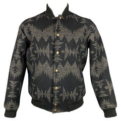 PENDLETON Größe S Schwarz & Grau gewebte Wolle / Baumwolle Druckknöpfe Jacke