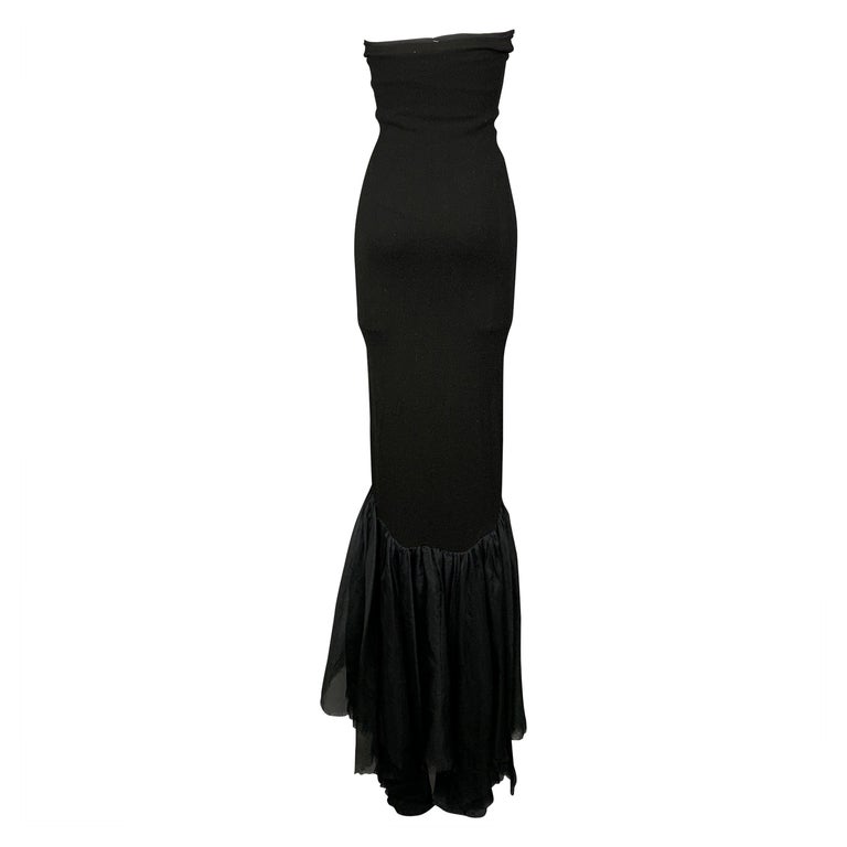 RALPH LAUREN Black Label Size S Black Cashmere Strapless Mermaid Gown at  1stDibs