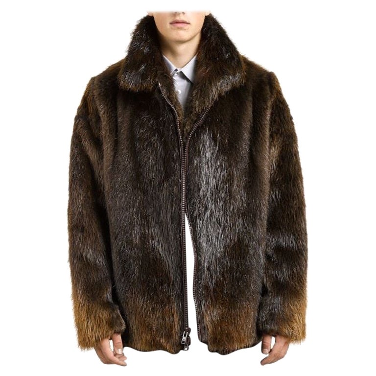 Brand new men's beaver fur coat size L For Sale