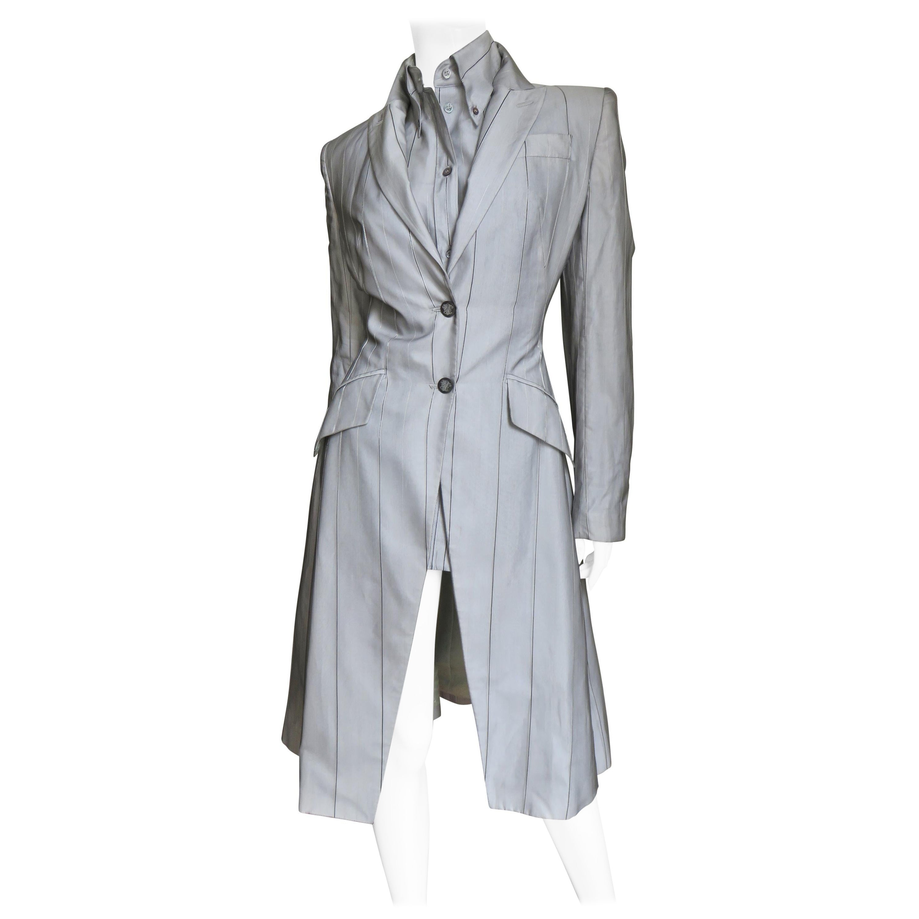 Alexander McQueen - Chemise et veste en soie, printemps-été 1999, état neuf en vente