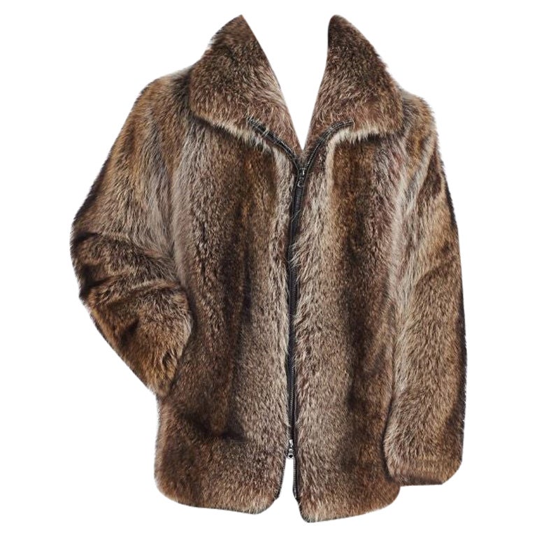 Brand new men's raccon fur coat size L For Sale