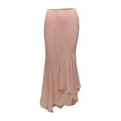 John Galliano Gonna asimmetrica in seta rosa chiaro