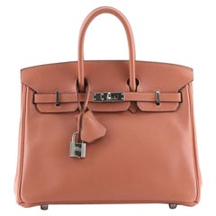 Hermes Birkin Handbag Rose Tea Swift with Palladium Hardware 25