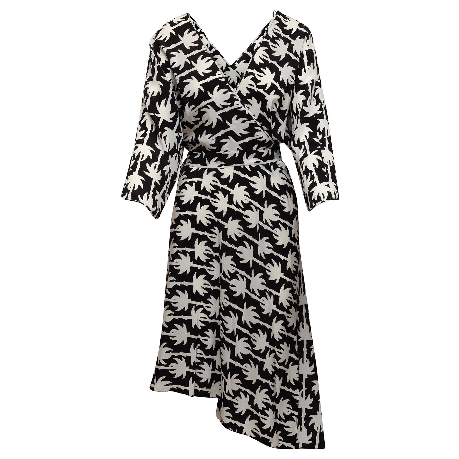 Diane Von Furstenberg Black & White Silk Wrap Dress