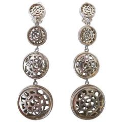 1980's Karl Lagerfeld Silver Shoulder Duster Earrings 4