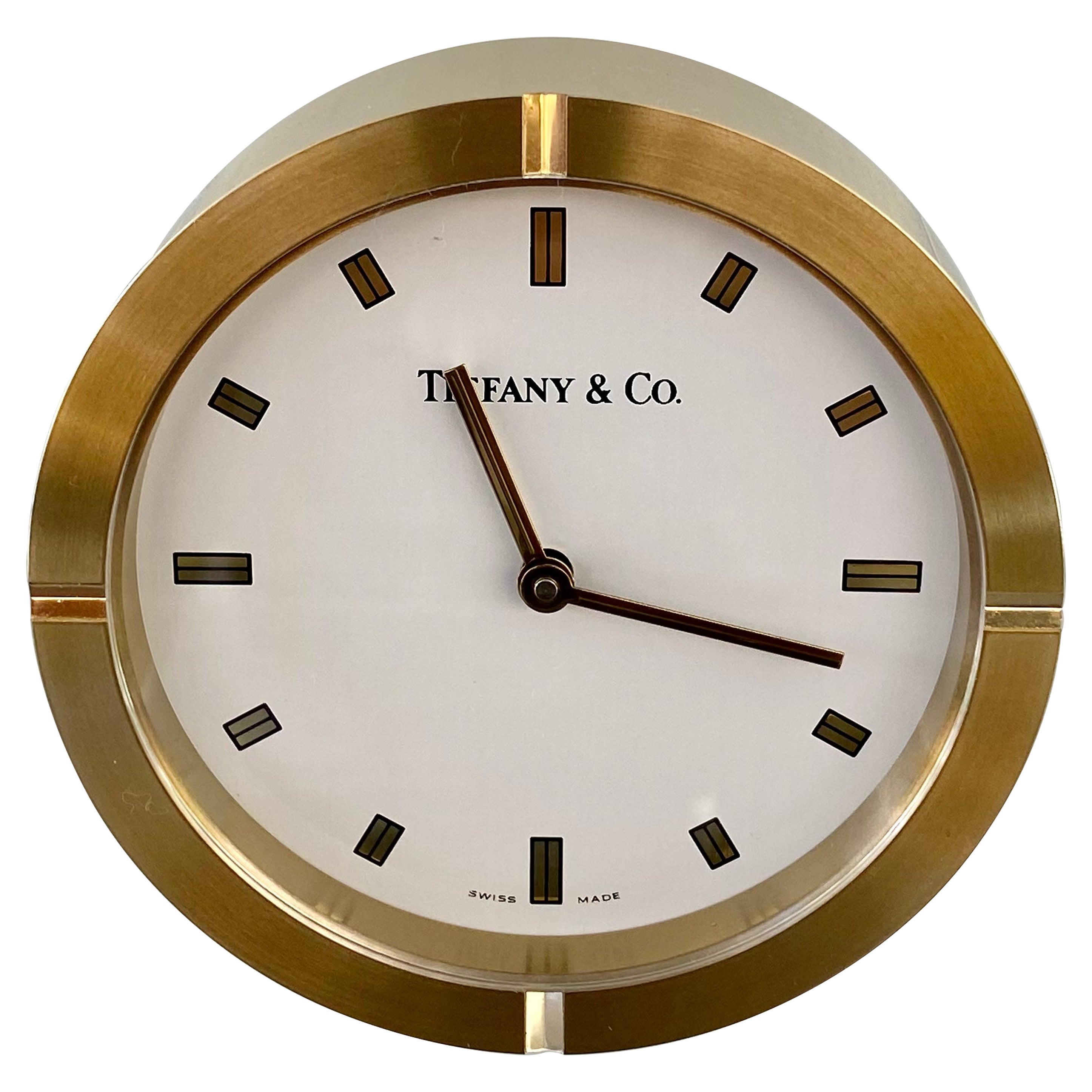 New Tiffany & Co Brass Swiss Made Desk Clock