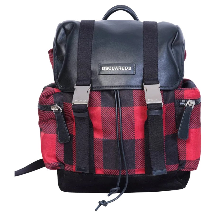 DSquared2 Black and Red Plaid Backpack