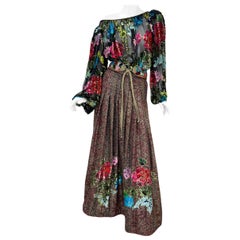 Vintage Oscar De La Renta A/I 1984 Gonna di applicazione in velluto Tuta US 8