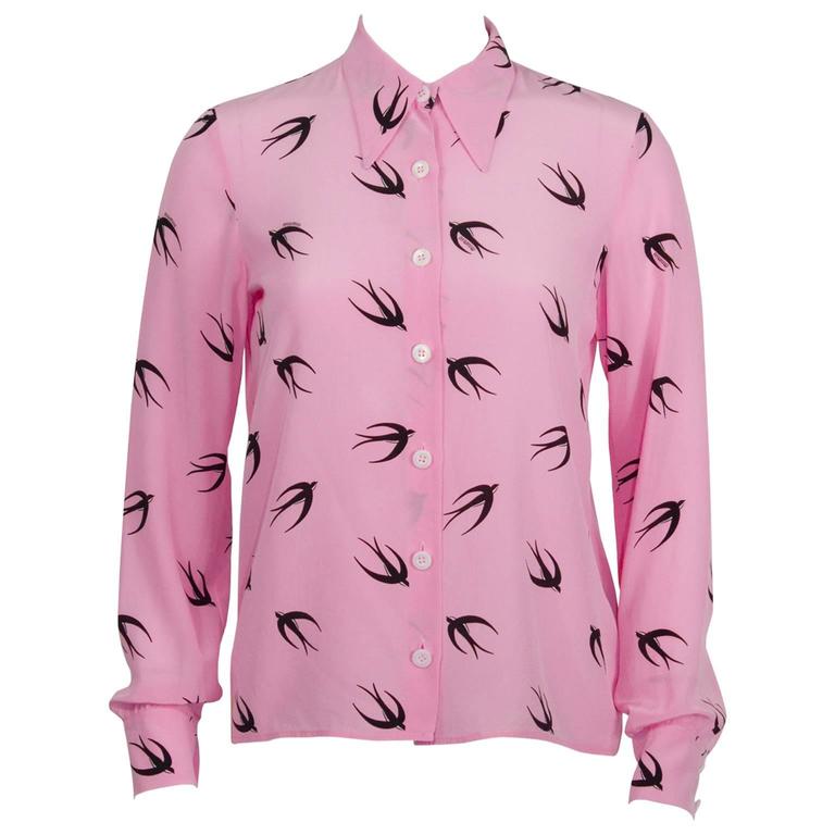 swallow print blouse