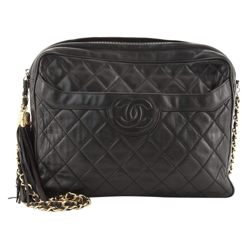 Chanel Vintage Front Pocket Camera Bag Quilted Leather Large